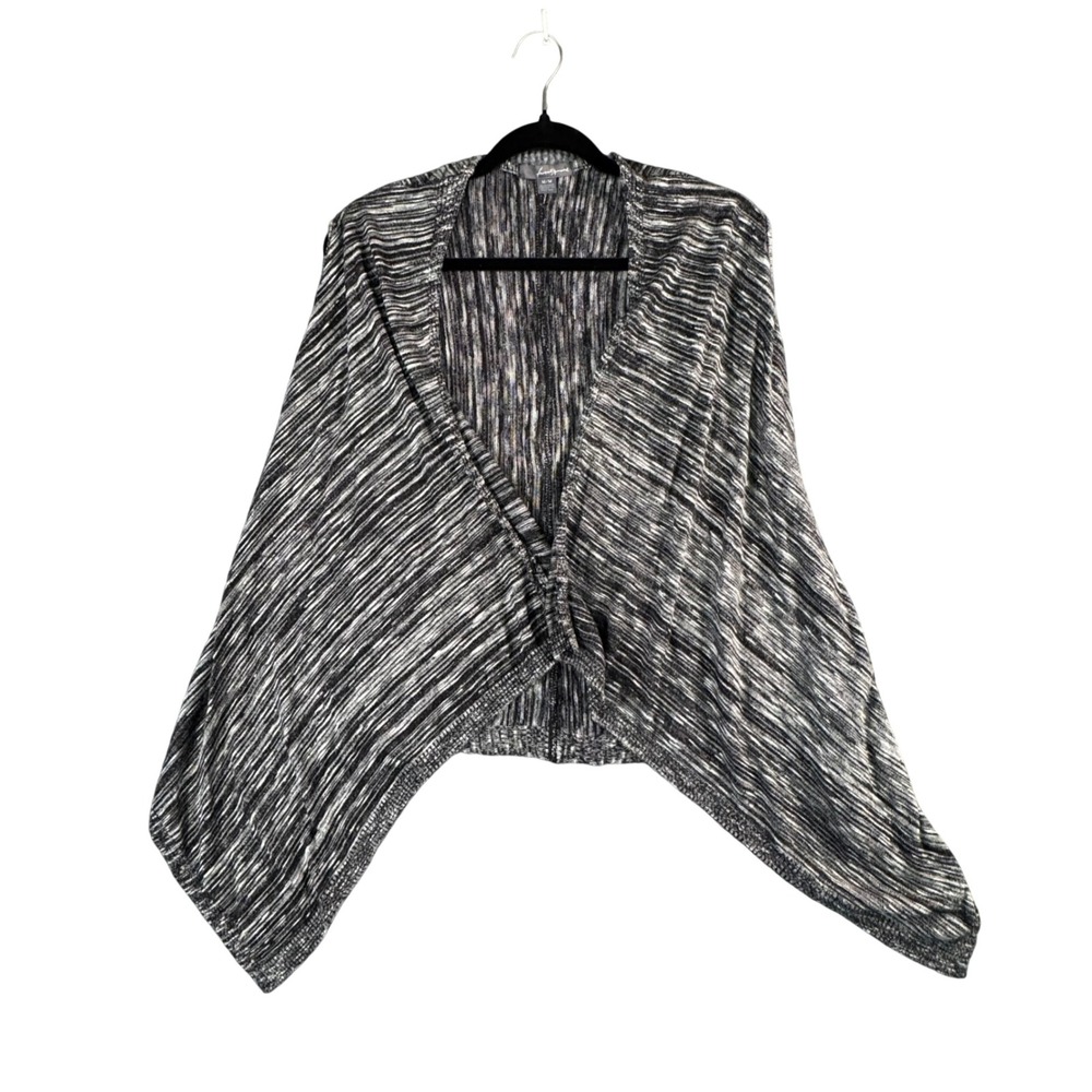 Black‎ White Stripe Open Front Cardigan Medium Minimalist Boho Neutral Layering